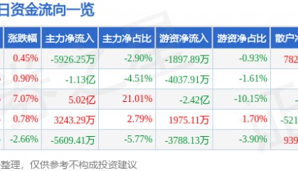 股票行情快报：浙大网新（600797）3月14日主力资金净卖出5926.25万元